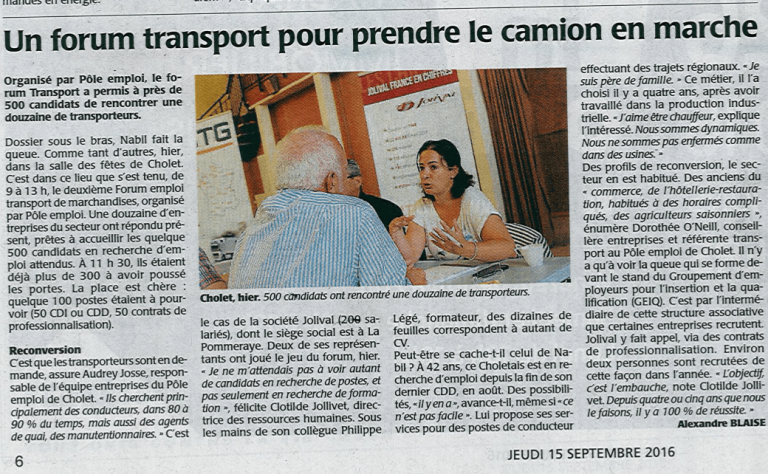 Courrier de l’ouest – septembre 2016 | Jolival - Entreprise de